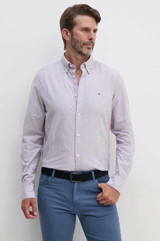 Bavlněná košile Tommy Hilfiger slim modrá MW0MW33777