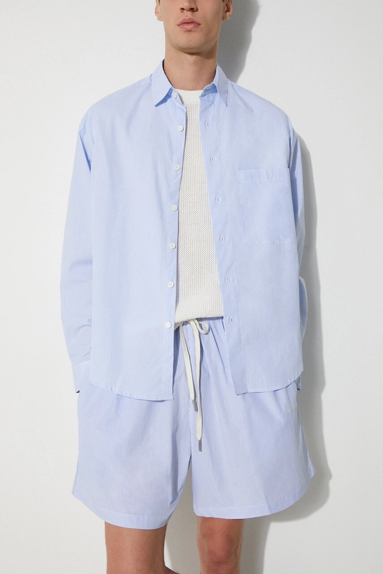 MKI MIYUKI ZOKU camicia in cotone Striped Dress Shirt regolare blu STRIPED.DRESS.SHIRT