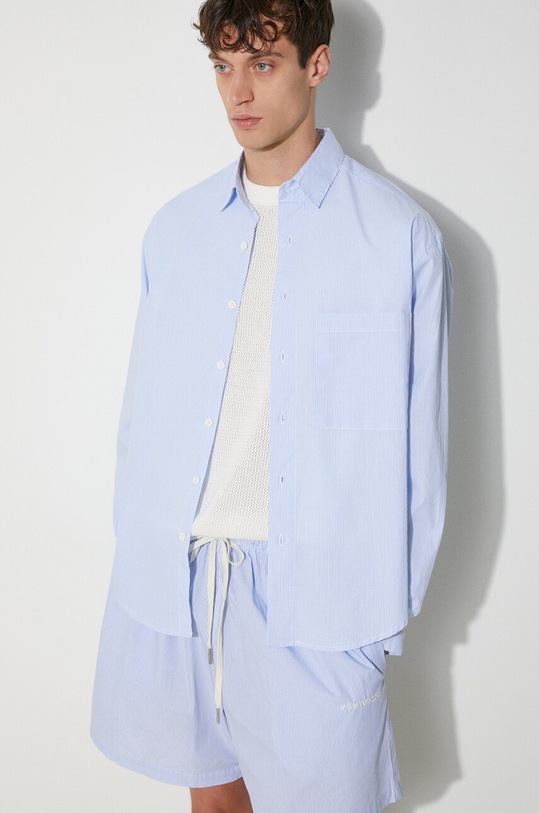 MKI MIYUKI ZOKU camasa din bumbac Striped Dress Shirt STRIPED.DRESS.SHIRT albastru