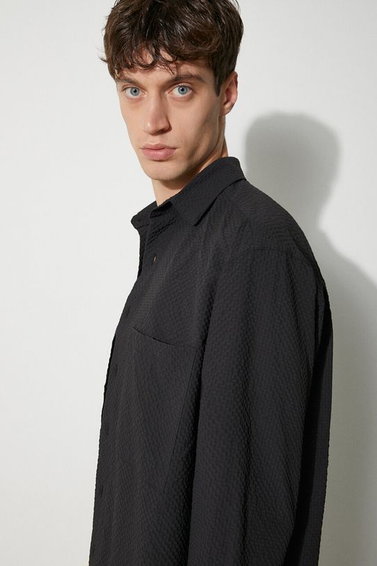 MKI MIYUKI ZOKU camasa Seersucker Dress Shirt lung negru SEERSUCKER.DRESS.SHIRT