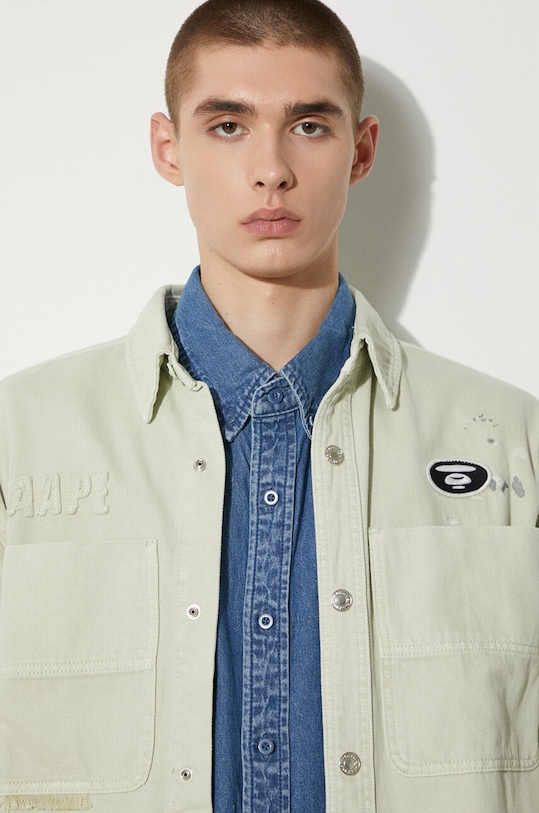 Памучна риза AAPE AAPSRM8477XXM син