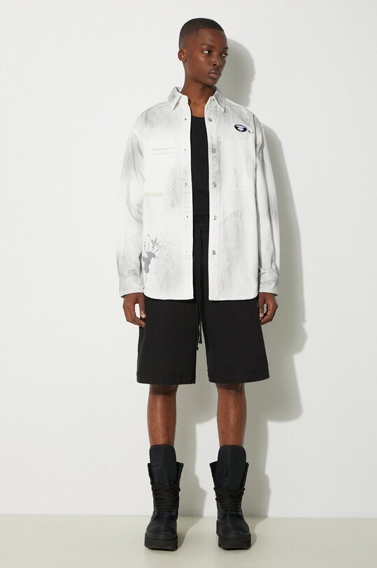 AAPE camasa jeans AAPSTM8480XAM alb SS24