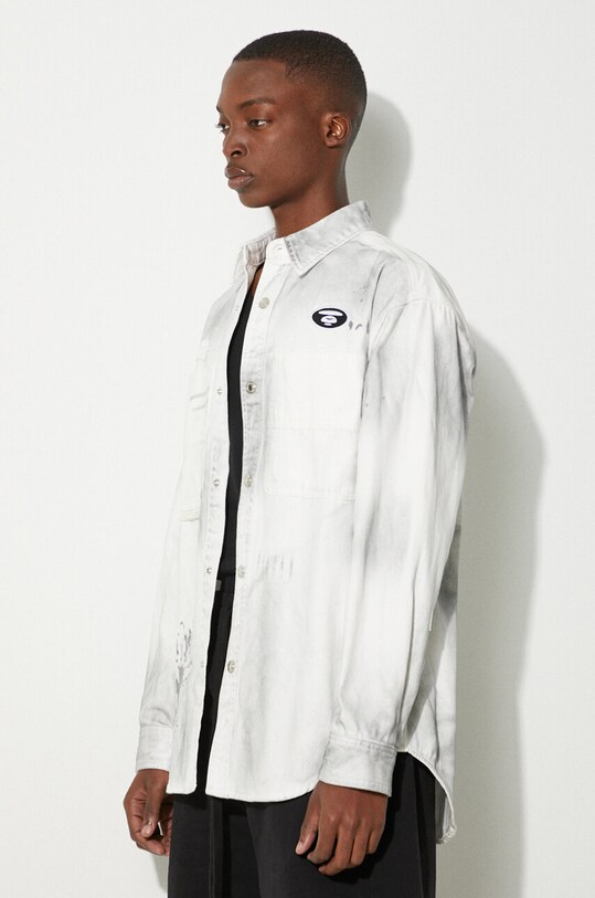 AAPE camasa jeans alb AAPSTM8480XAM