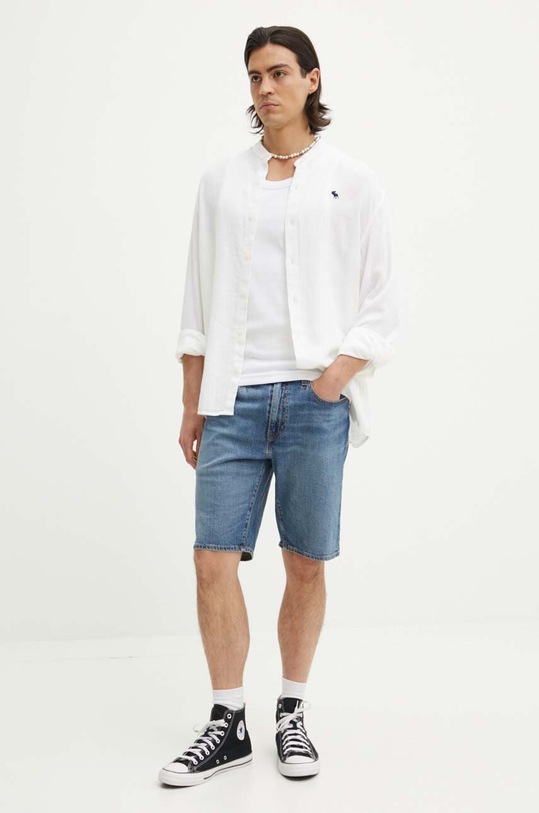 Lněná košile Abercrombie & Fitch KI125.1100.100 bílá SS24