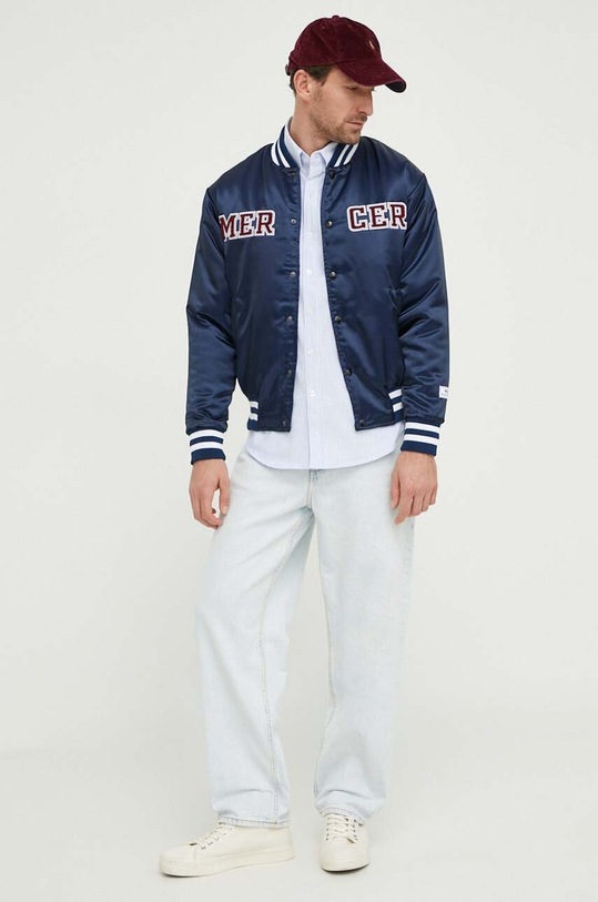 The Mercer Brand camasa din bumbac albastru MEAP241005