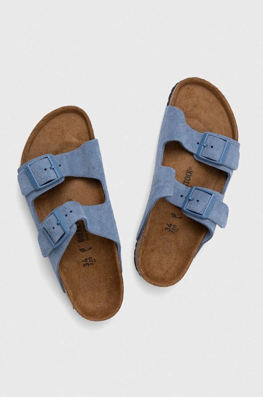 Birkenstock klapki zamszowe dziecięce Arizona Kids VL 1026915.24.35 niebieski SS24