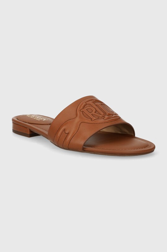 Шкіряні шльопанці Lauren Ralph Lauren Alegra III 802929591002.270 коричневий SS24