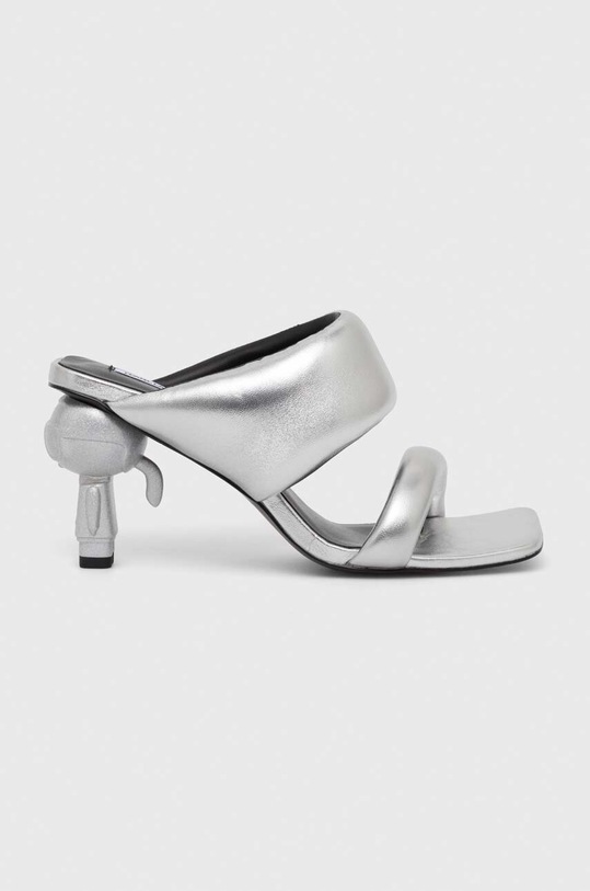 Usnjeni natikači Karl Lagerfeld IKON HEEL več kot 8 cm srebrna KL39005A.0SL