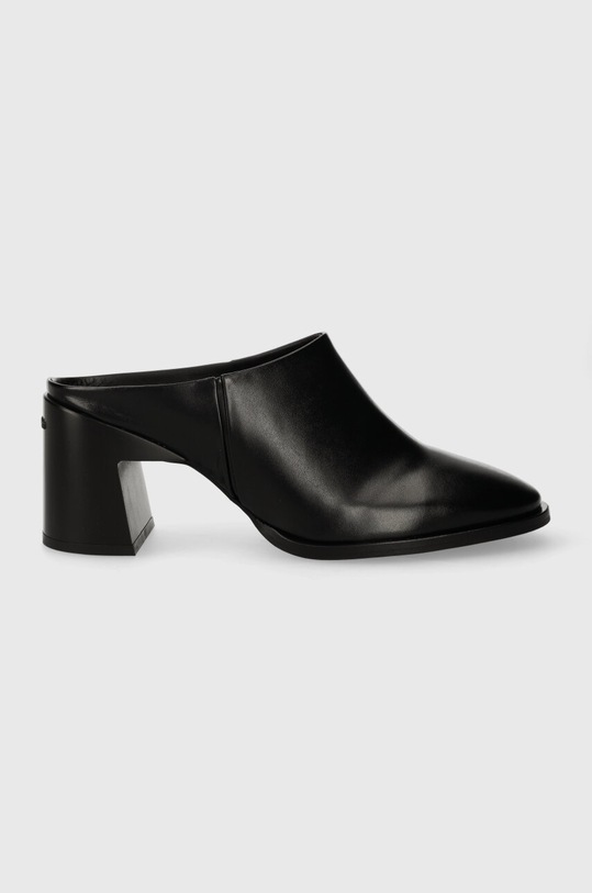 Kožené šľapky Calvin Klein GEO BLOCK MULE 60 usňová koža čierna HW0HW01844