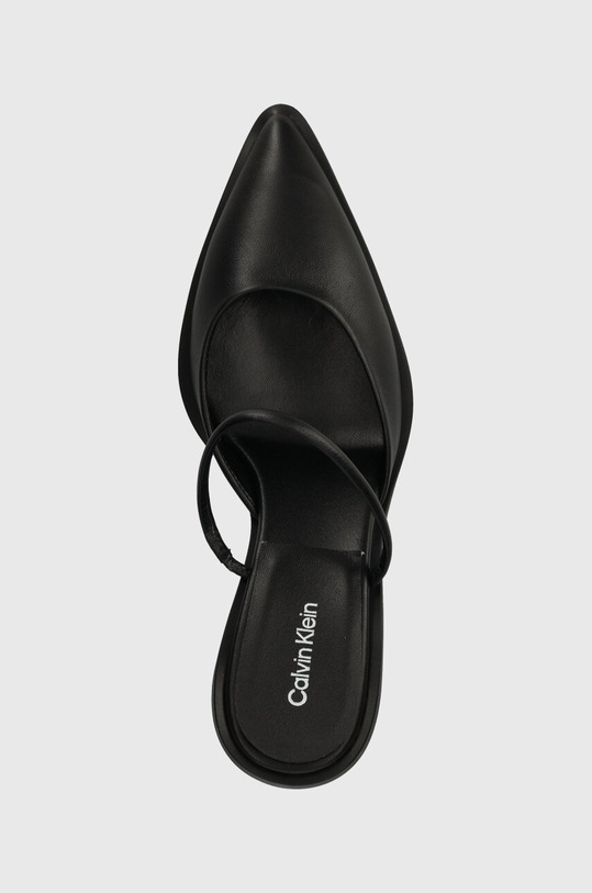 Кожаные шлепанцы Calvin Klein PADDED CURVED STIL MULE PUMP 70 чёрный HW0HW01991