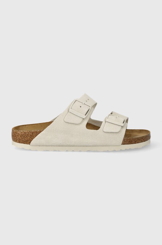 Birkenstock klapki zamszowe Arizona płaski beżowy 1026842
