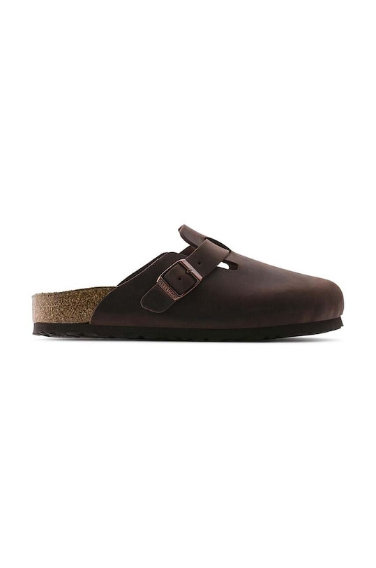 Birkenstock papuci din nubuc Boston SFB fără toc maro 159713