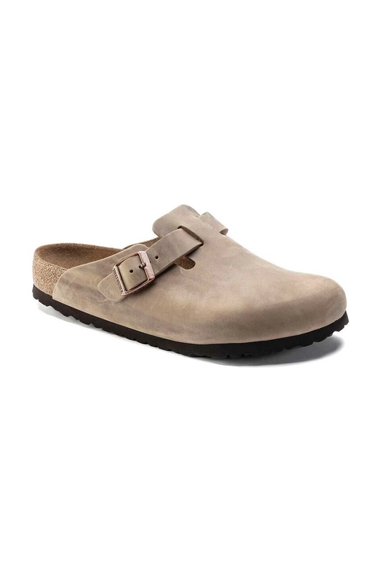 Birkenstock klapki nubukowe Boston SFB 1019484 beżowy SS24