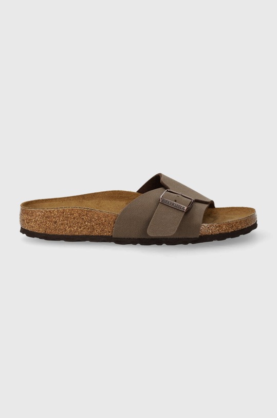 Birkenstock sliders Catalina faux grain leather brown 1026510