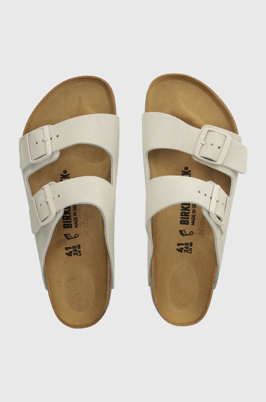 Birkenstock klapki zamszowe Arizona 1026817.White beżowy SS24