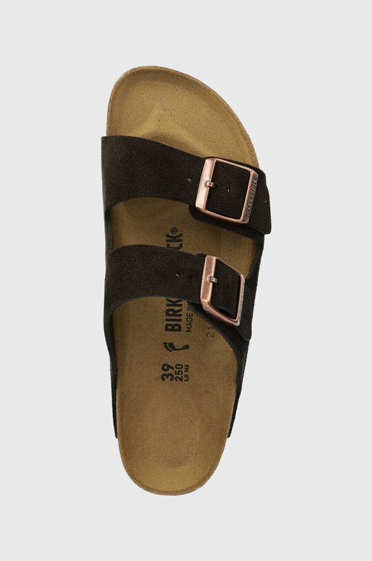 Birkenstock ciabatte slide in camoscio Arizona marrone 1027083