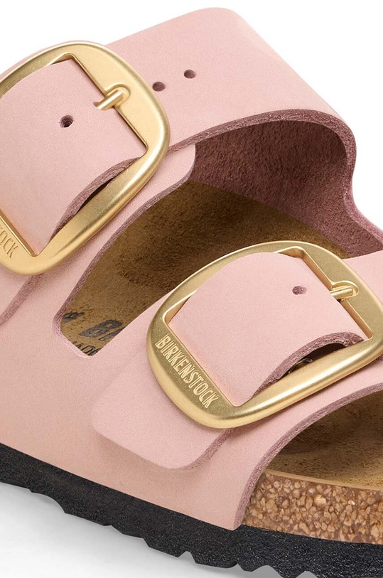 Obuwie Birkenstock klapki nubukowe Arizona Big Buckle 1026583 różowy