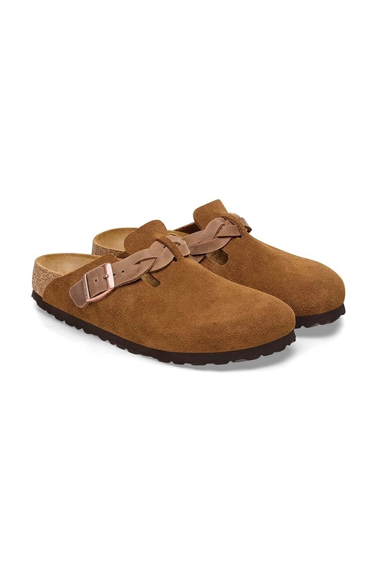 Замшевые шлепанцы Birkenstock Boston коричневый 1026713