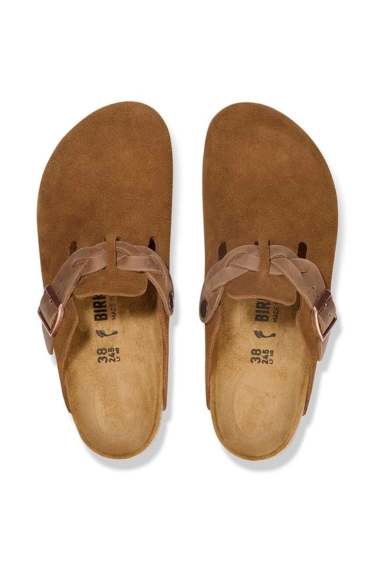 Birkenstock klapki zamszowe Boston 1026713 brązowy