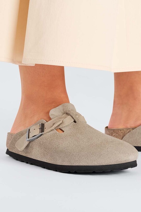 Semišové šľapky Birkenstock Boston Braided 1026694