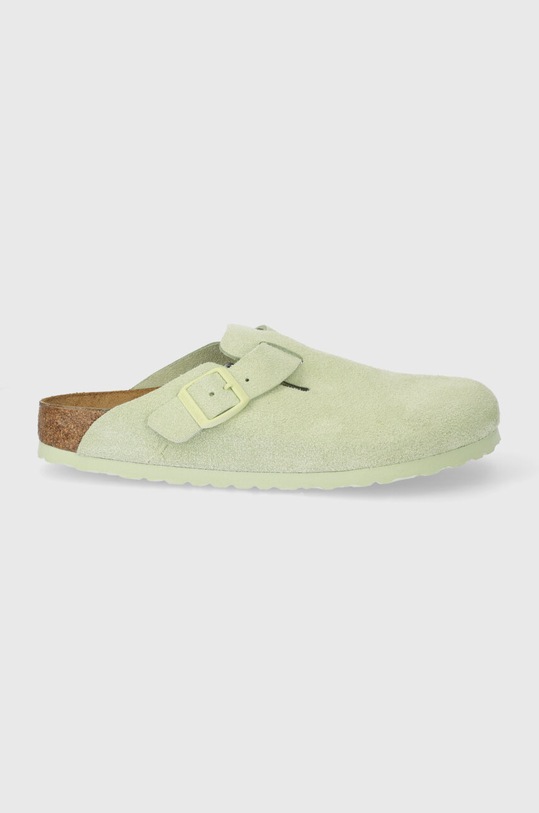 Замшевые шлепанцы Birkenstock Boston венский зелёный 1026810