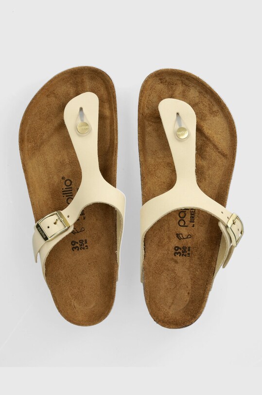 Birkenstock slapi de piele Gizeh Platform Flex piele bej 1026899