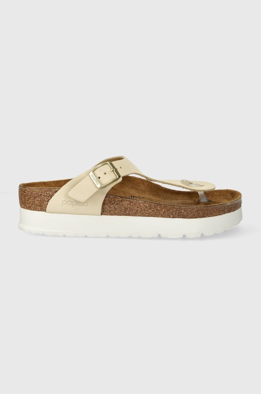 Δερμάτινες σαγιονάρες Birkenstock Gizeh Platform Flex 1026899 μπεζ SS24