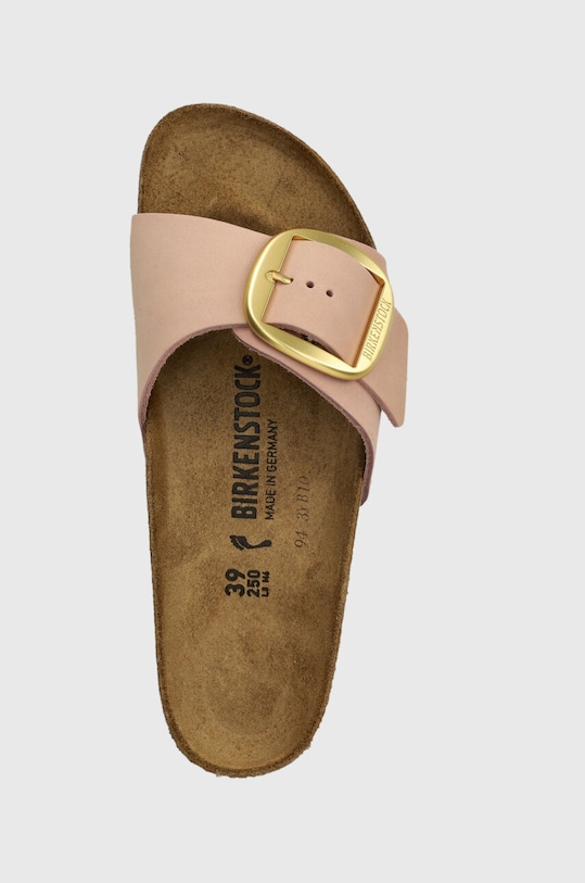 Birkenstock klapki nubukowe Madrid Big Buckle różowy 1027056