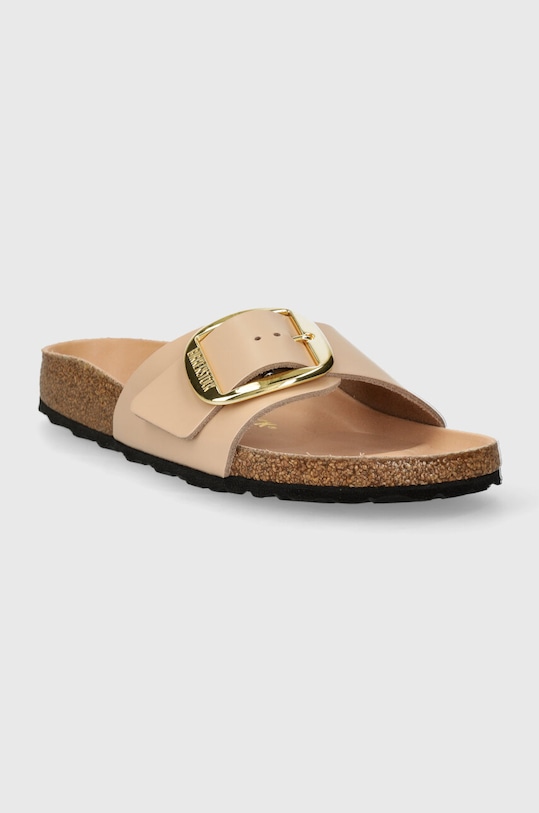 Birkenstock klapki skórzane Madrid Big Buckle 1026496 beżowy SS24