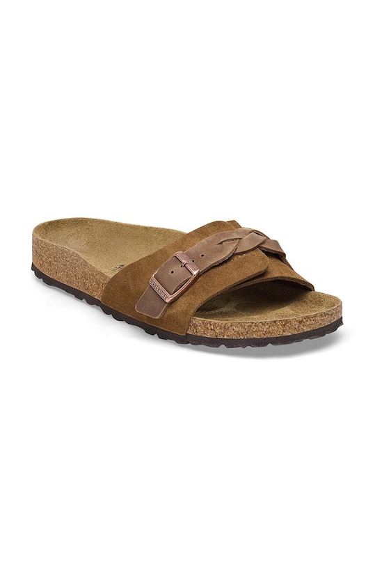 Birkenstock papuci din piele Pula Braided 1026742 maro SS24
