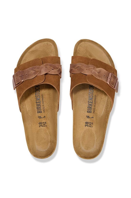 Semišové šľapky Birkenstock Oita Braided 1026742 hnedá