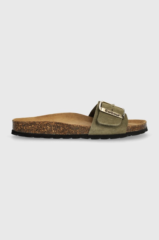Barbour klapki zamszowe Benton płaski zielony LFO0710OL12