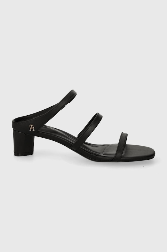 Tommy Hilfiger slapi de piele TH STRAP LEATHER MID HEEL gros negru FW0FW07731