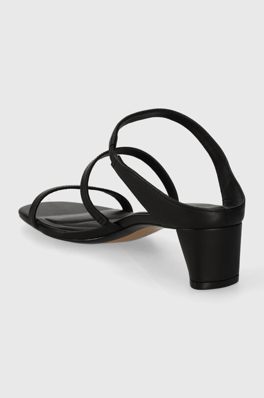 Kožené šľapky Tommy Hilfiger TH STRAP LEATHER MID HEEL čierna FW0FW07731