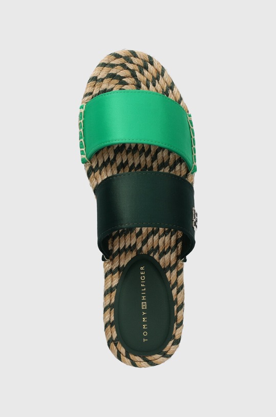 Tommy Hilfiger klapki TH SATIN FLAT ESPADRILLE SANDAL zielony FW0FW07747