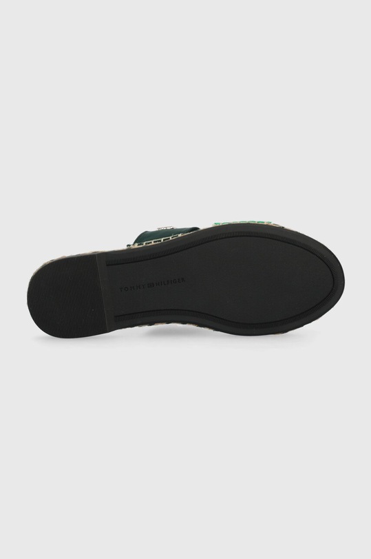 Tommy Hilfiger klapki TH SATIN FLAT ESPADRILLE SANDAL FW0FW07747 zielony