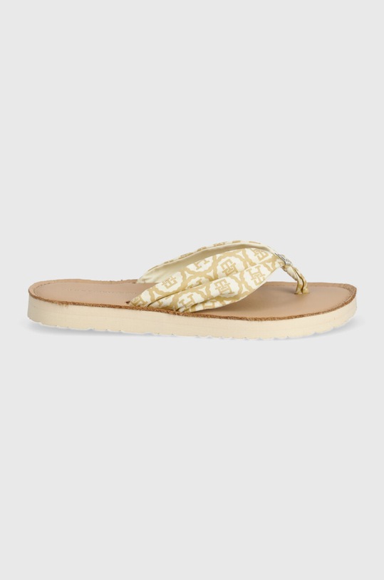 Tommy Hilfiger japonki TH EMBLEM ELEVATED BEACH SANDAL FW0FW07847 beżowy SS24