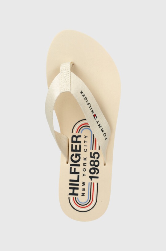 Žabky Tommy Hilfiger GLOBAL STRIPES FLAT BEACH SANDAL béžová FW0FW07856