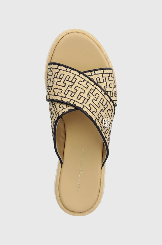 Pantofle Tommy Hilfiger TH MONO RAFIA FLATFORM béžová FW0FW07895