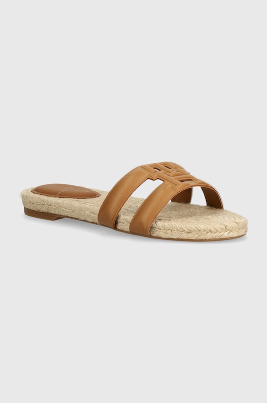 Шкіряні шльопанці Tommy Hilfiger TH EMBOSS FLAT ESP SANDAL віденський коричневий FW0FW07928