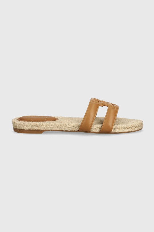 Шкіряні шльопанці Tommy Hilfiger TH EMBOSS FLAT ESP SANDAL FW0FW07928 коричневий SS24