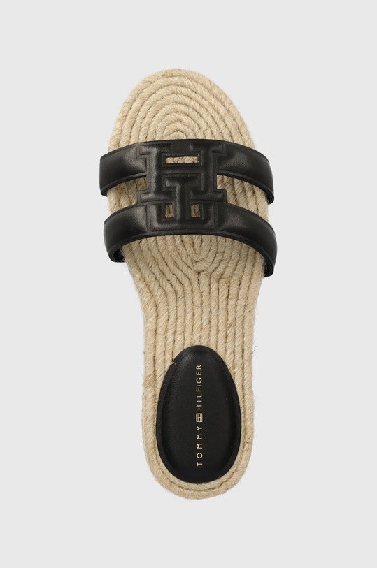 Tommy Hilfiger klapki skórzane TH EMBOSS FLAT ESP SANDAL czarny FW0FW07928