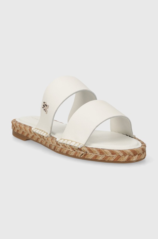 Tommy Hilfiger bőr papucs TH LEATHER FLAT ESP SANDAL FW0FW07931 fehér SS24