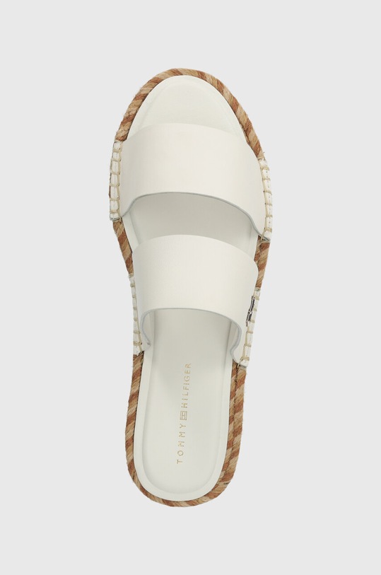 Tommy Hilfiger bőr papucs TH LEATHER FLAT ESP SANDAL fehér FW0FW07931