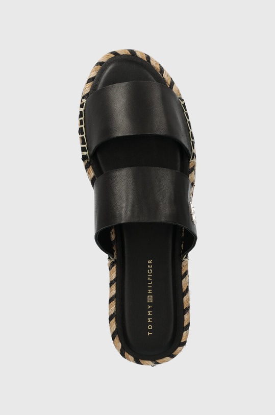 Tommy Hilfiger bőr papucs TH LEATHER FLAT ESP SANDAL fekete FW0FW07931