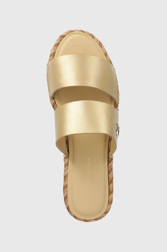 Tommy Hilfiger klapki skórzane TH GOLD FLAT ESPADRILLE SANDAL złoty FW0FW07932