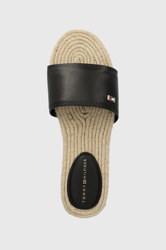 Kožne natikače Tommy Hilfiger SIMPLE LEATHER FLAT ESP SANDAL crna FW0FW07933