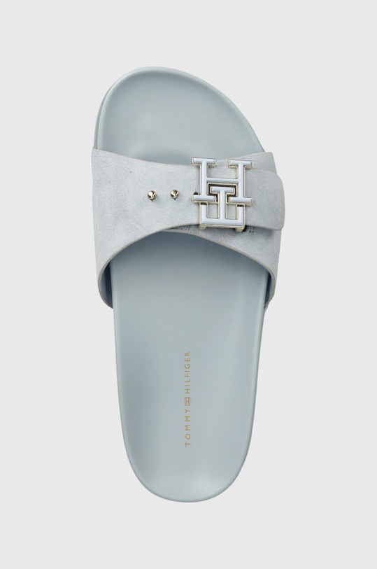 Semišové šľapky Tommy Hilfiger TH HARDWARE SUEDE FLAT SANDAL modrá FW0FW07935