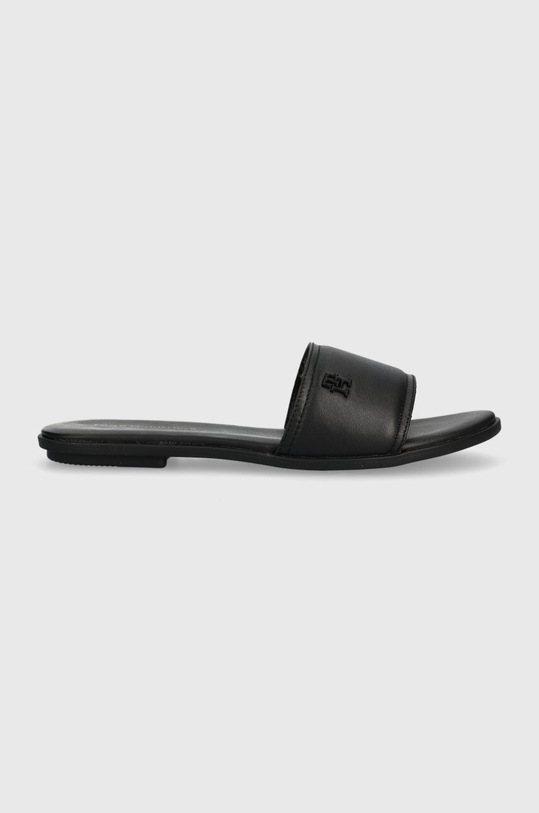 Tommy Hilfiger klapki skórzane POP COLOR MULE SANDAL płaski czarny FW0FW07936