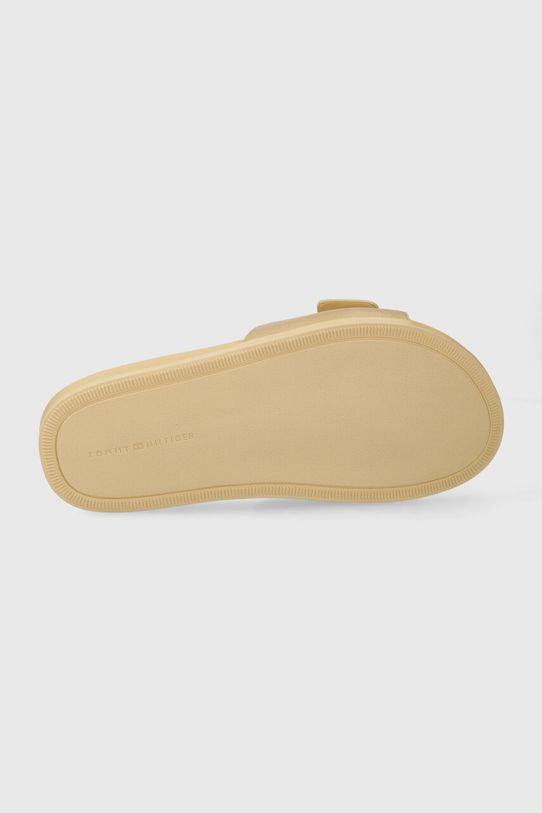 Kožne natikače Tommy Hilfiger TH HARDWARE GOLD FLAT SANDAL zlatna FW0FW07947